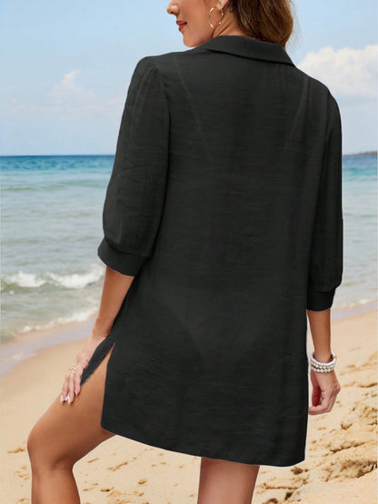 Swim Lushoire Women's Summer Beach Vacation Mid-Sleeve Cover Up Shawl Cover Up