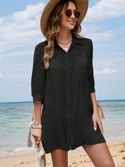 Swim Lushoire Women's Summer Beach Vacation Mid-Sleeve Cover Up Shawl Cover Up