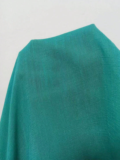 Swim Lushoire Women's Teal Collared Half Sleeve Casual Beach Vacation Swimsuit Cover Up,Summer Holiday Solid Color Green Dress