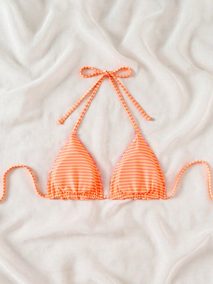 Swim Mod 1 Pc Women's Cute Ditsy Floral Spaghetti Strap Backless Bikini Top For Summer Beach Vacation