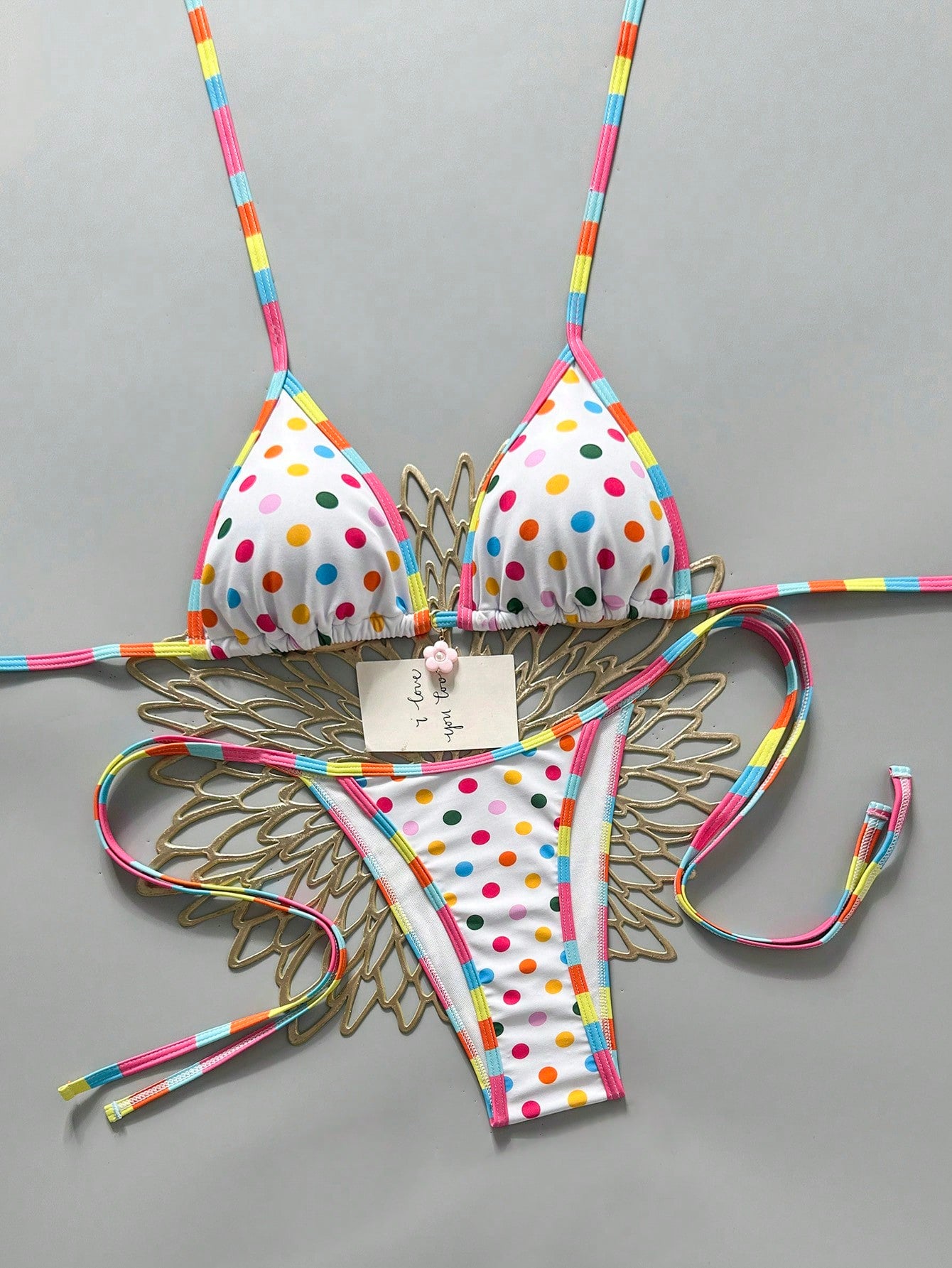 Swim Mod 2026 Spring/Summer Cute & Sexy Colorful Striped & Polka Dot Bikini Swimwear, Slimming Design For Beach Vacation