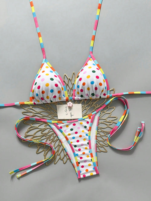 Swim Mod 2026 Spring/Summer Cute & Sexy Colorful Striped & Polka Dot Bikini Swimwear, Slimming Design For Beach Vacation
