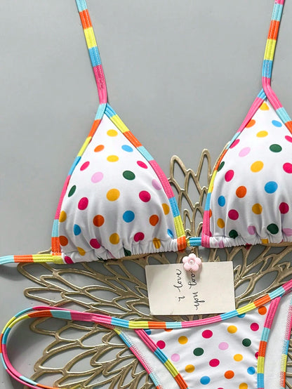 Swim Mod 2026 Spring/Summer Cute & Sexy Colorful Striped & Polka Dot Bikini Swimwear, Slimming Design For Beach Vacation