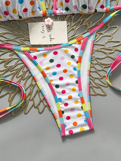 Swim Mod 2026 Spring/Summer Cute & Sexy Colorful Striped & Polka Dot Bikini Swimwear, Slimming Design For Beach Vacation
