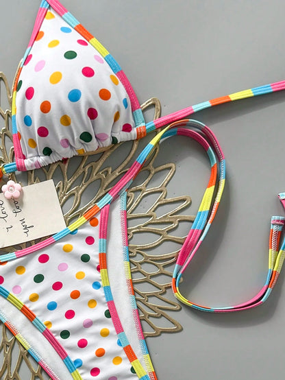 Swim Mod 2026 Spring/Summer Cute & Sexy Colorful Striped & Polka Dot Bikini Swimwear, Slimming Design For Beach Vacation
