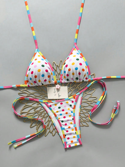 Swim Mod 2026 Spring/Summer Cute & Sexy Colorful Striped & Polka Dot Bikini Swimwear, Slimming Design For Beach Vacation