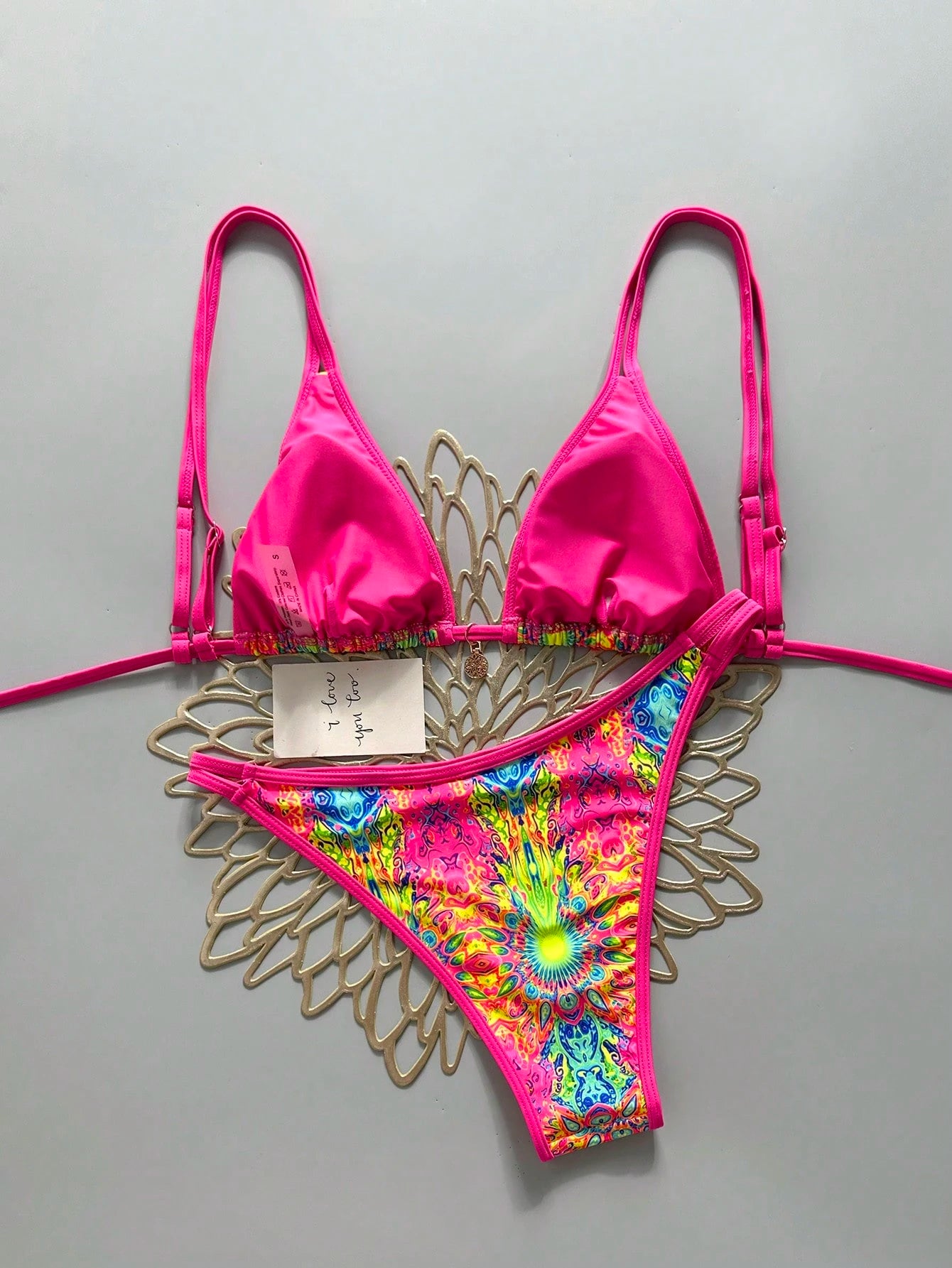 Swim Mod 2026 Spring/Summer Sweet & Spicy Retro Triangle Bikini, Tie-Up Sexy High-End Minimalist Separates Swimwear For Small Bust