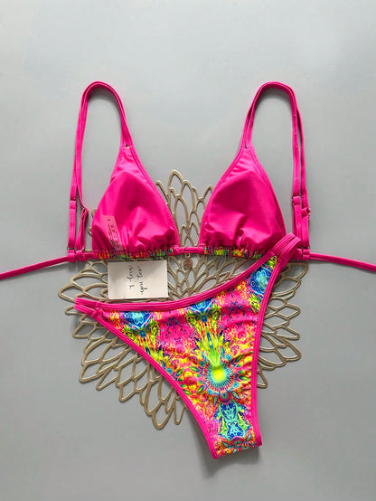 Swim Mod 2026 Spring/Summer Sweet & Spicy Retro Triangle Bikini, Tie-Up Sexy High-End Minimalist Separates Swimwear For Small Bust
