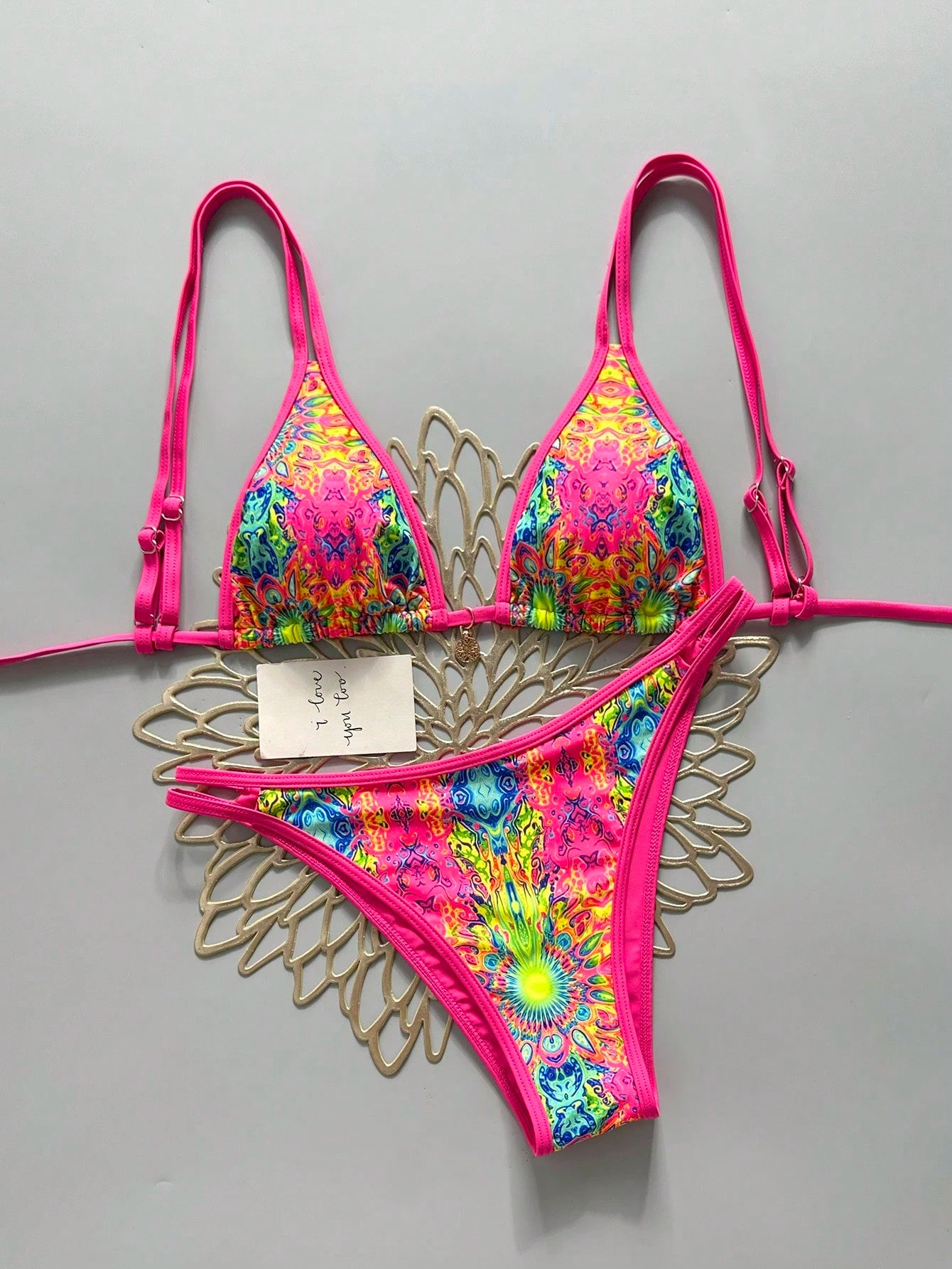 Swim Mod 2026 Spring/Summer Sweet & Spicy Retro Triangle Bikini, Tie-Up Sexy High-End Minimalist Separates Swimwear For Small Bust