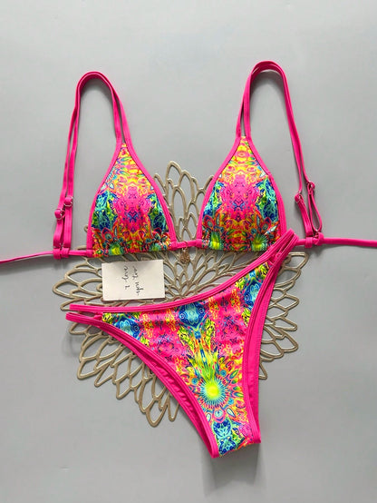 Swim Mod 2026 Spring/Summer Sweet & Spicy Retro Triangle Bikini, Tie-Up Sexy High-End Minimalist Separates Swimwear For Small Bust