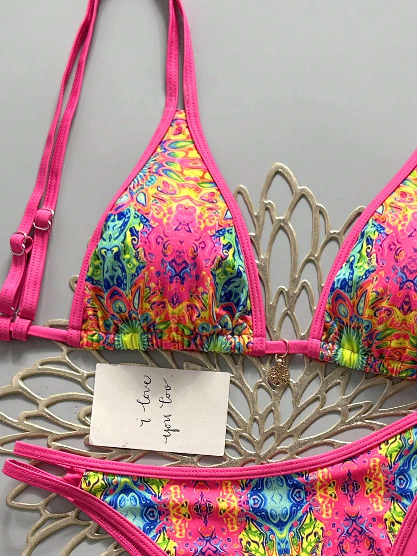 Swim Mod 2026 Spring/Summer Sweet & Spicy Retro Triangle Bikini, Tie-Up Sexy High-End Minimalist Separates Swimwear For Small Bust