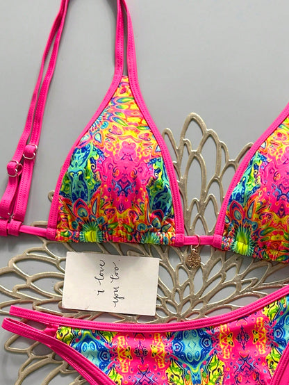 Swim Mod 2026 Spring/Summer Sweet & Spicy Retro Triangle Bikini, Tie-Up Sexy High-End Minimalist Separates Swimwear For Small Bust
