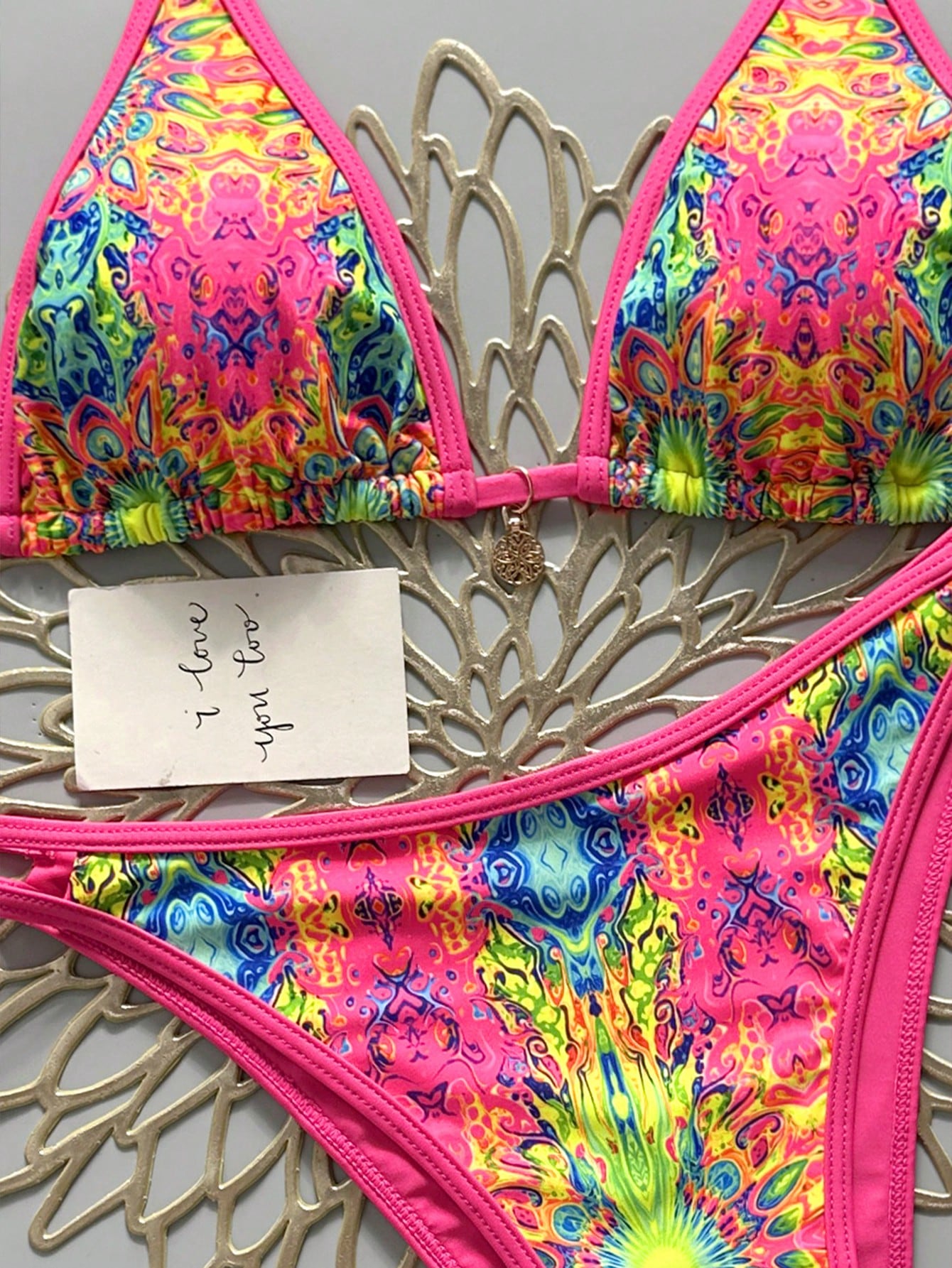 Swim Mod 2026 Spring/Summer Sweet & Spicy Retro Triangle Bikini, Tie-Up Sexy High-End Minimalist Separates Swimwear For Small Bust