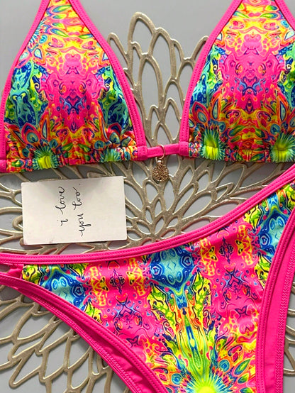 Swim Mod 2026 Spring/Summer Sweet & Spicy Retro Triangle Bikini, Tie-Up Sexy High-End Minimalist Separates Swimwear For Small Bust