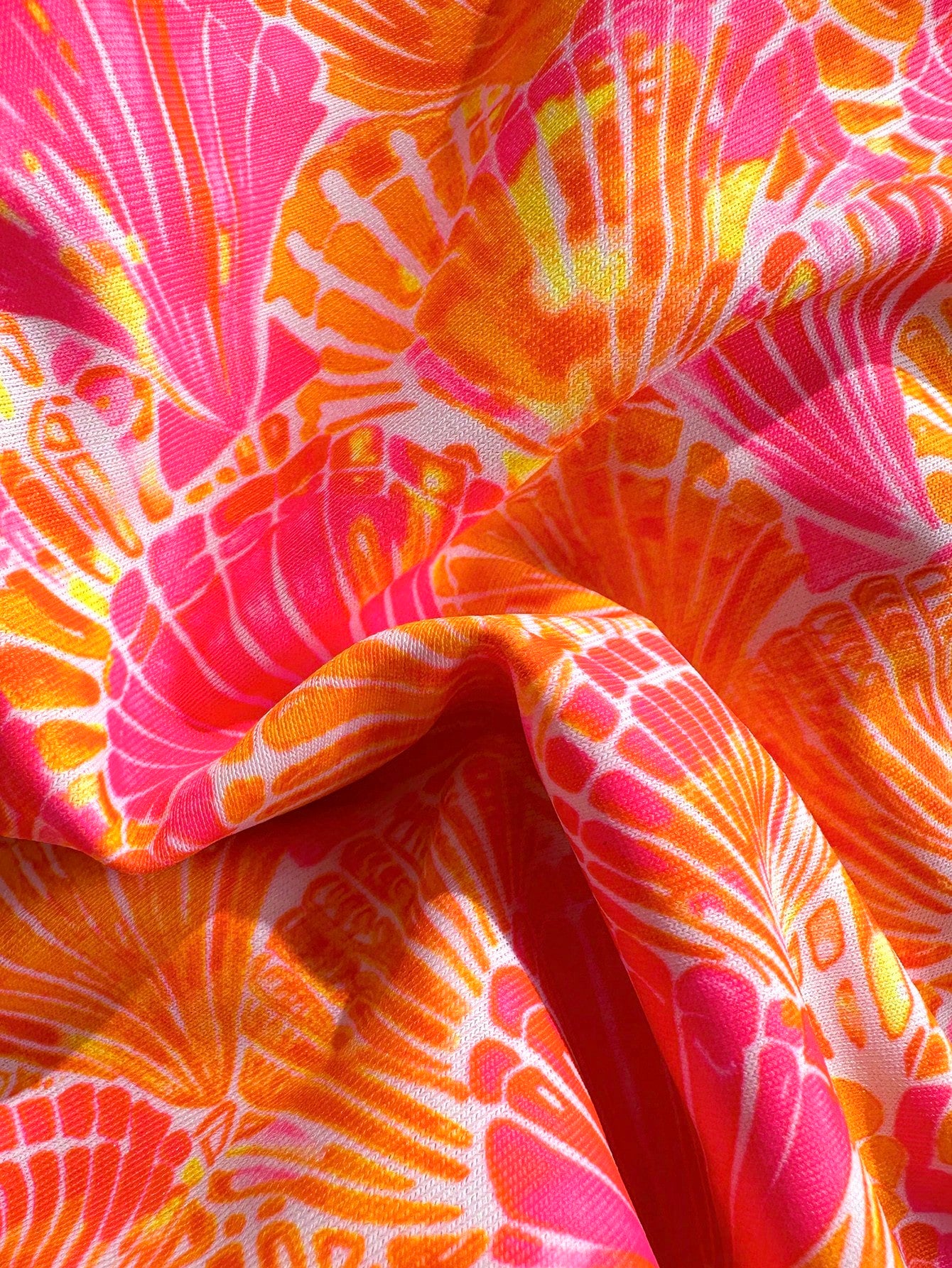Swim Mod 2pcs/Set Women's Beach Bikini Set, Random Colorful Ocean Element & Shell Strap, Geometric Contrast Trim Design