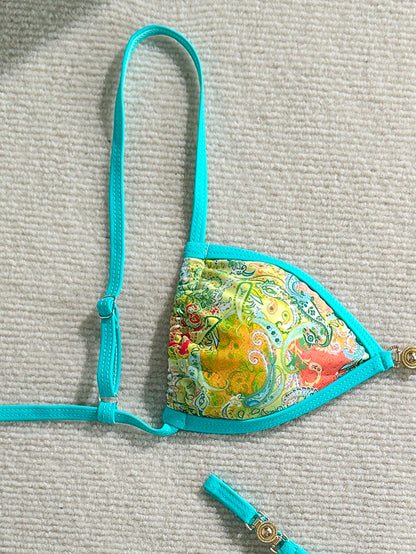 Swim Mod 2pcs/Set Women's Beach Vacation Valentine's Day Beach Party Swimwear, Multicolor Printed Bikini For Summer