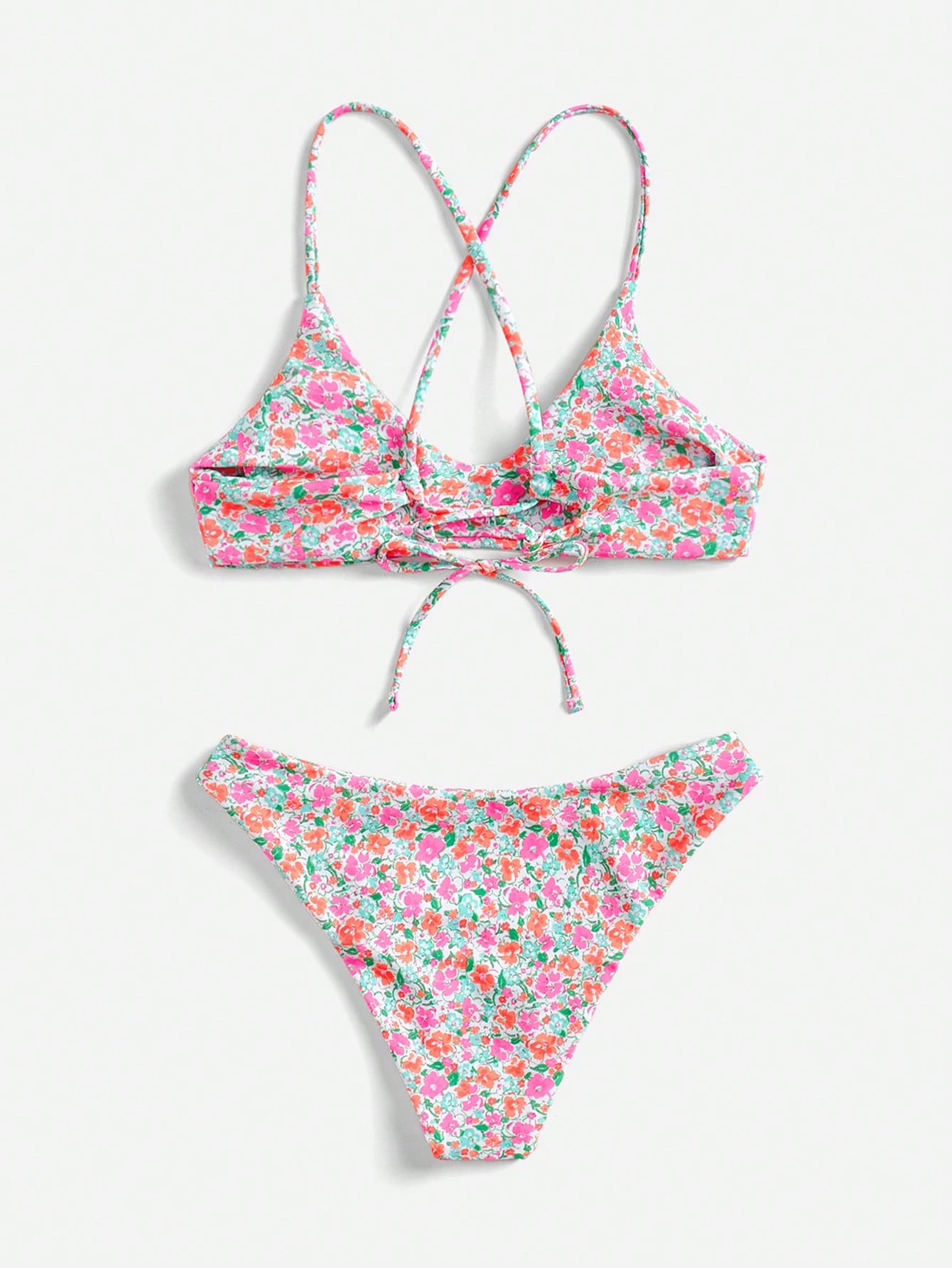Swim Mod Ditsy Floral Bikini Set For Beach Vacation Yellow Summer Cute