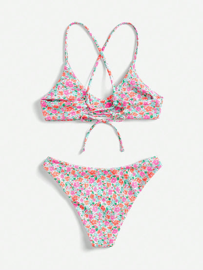 Swim Mod Ditsy Floral Bikini Set For Beach Vacation Yellow Summer Cute
