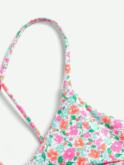 Swim Mod Ditsy Floral Bikini Set For Beach Vacation Yellow Summer Cute