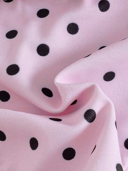 Swim Mod New Arrival Spring/Summer French Retro Lavender Polka Dot Sweet & Spicy Teenage Girl Bikini Set, Beach Vacation Two Pieces Swimwear