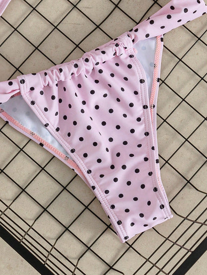 Swim Mod New Arrival Spring/Summer French Retro Lavender Polka Dot Sweet & Spicy Teenage Girl Bikini Set, Beach Vacation Two Pieces Swimwear