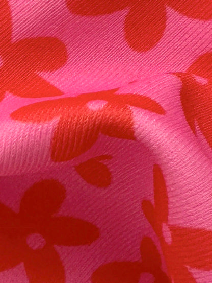 Swim Mod New Women's Swimsuit Set Summer New Beach Versatile 2-Piece Set Sweet Series Pink Bikini Set, Hot-Selling Pink Floral Flower Print, Light And Dark Pink Striped Contrast Trim Design, Adjustabl