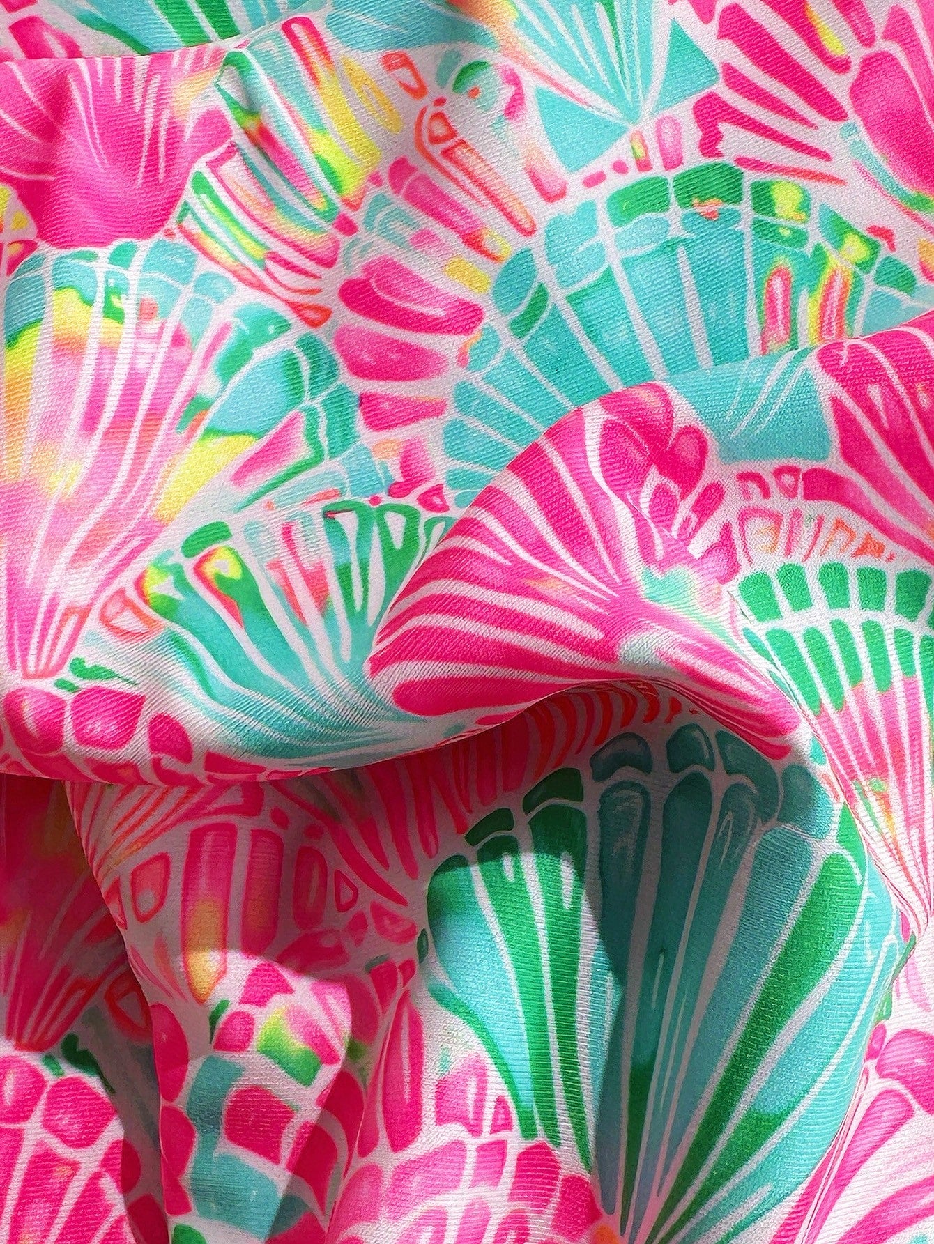 Swim Mod Random Golden Shell Printed Halter Triangle Bikini Top, Sexy Summer Vacation Swimwear