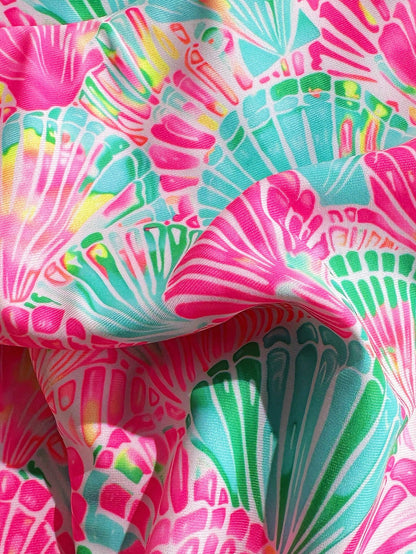 Swim Mod Random Golden Shell Printed Halter Triangle Bikini Top, Sexy Summer Vacation Swimwear