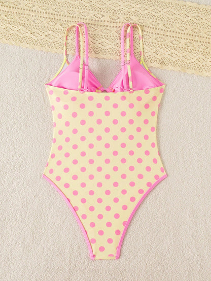 Swim Mod Spring/Summer Women's One-Piece Plaid Swimsuit With Spaghetti Strap For Beach Vacation