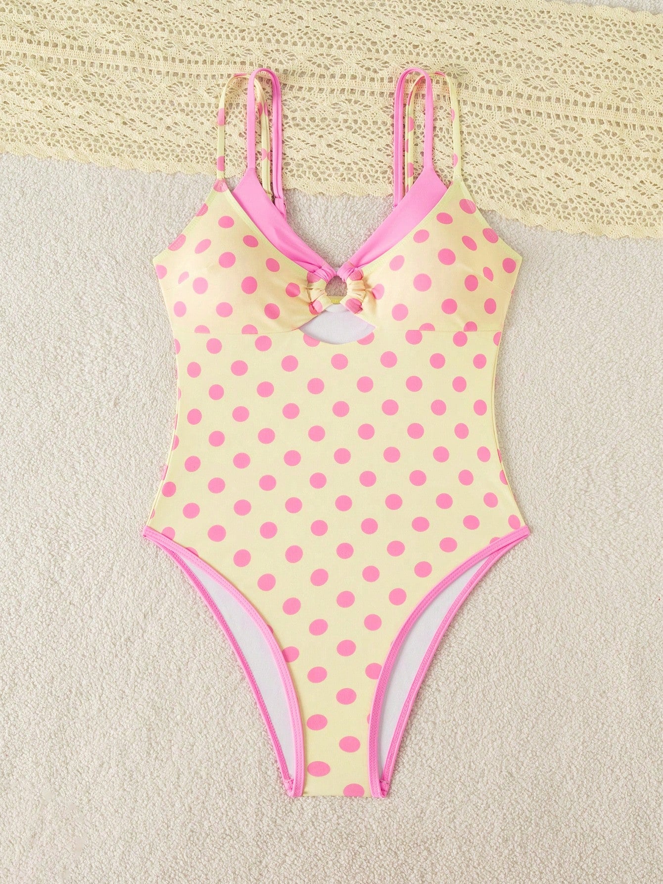 Swim Mod Spring/Summer Women's One-Piece Plaid Swimsuit With Spaghetti Strap For Beach Vacation