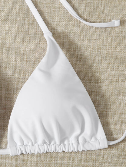Swim Mod Summer Beach 3packs Triangle Tie Side Bikini Set & Beach Skirt