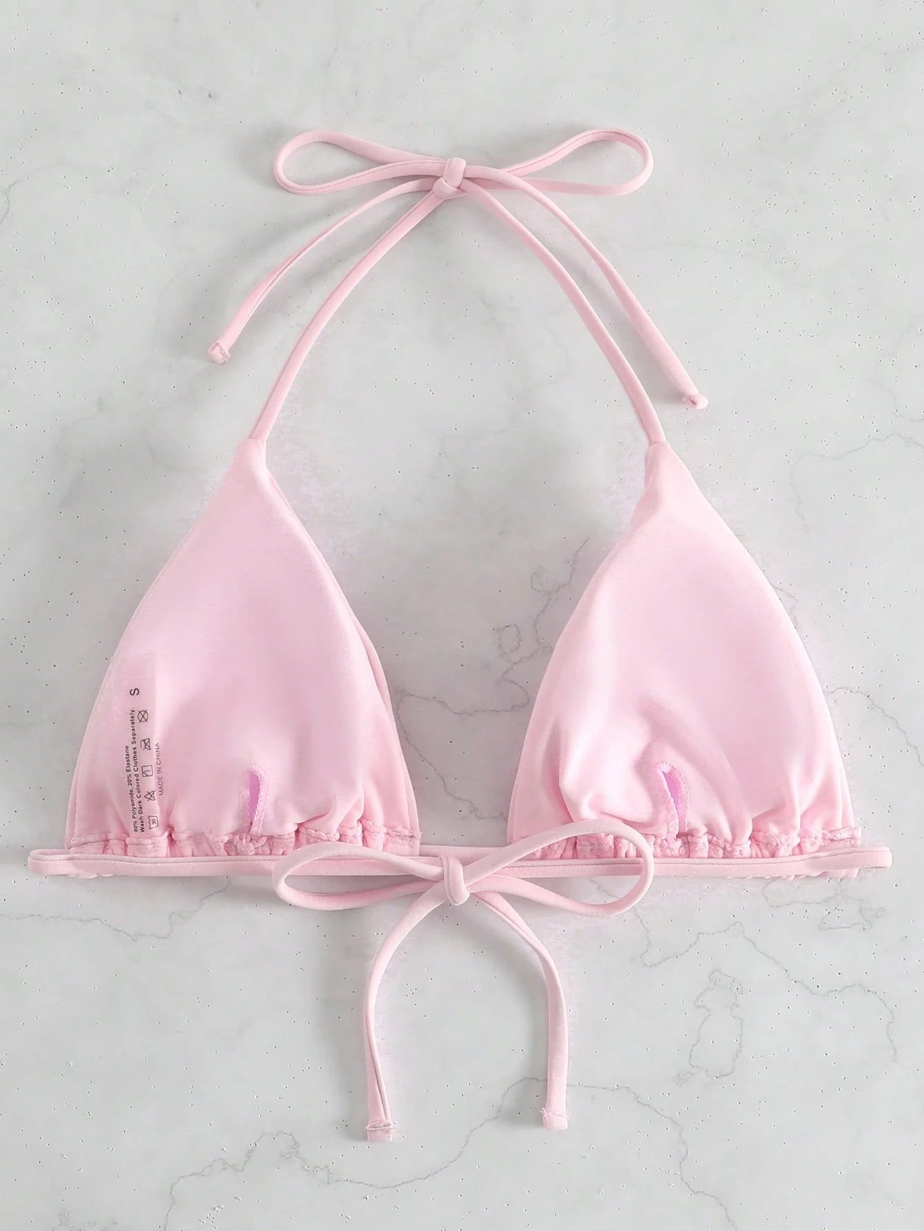 Swim Mod Summer Beach Solid Halter Triangle Bikini Top