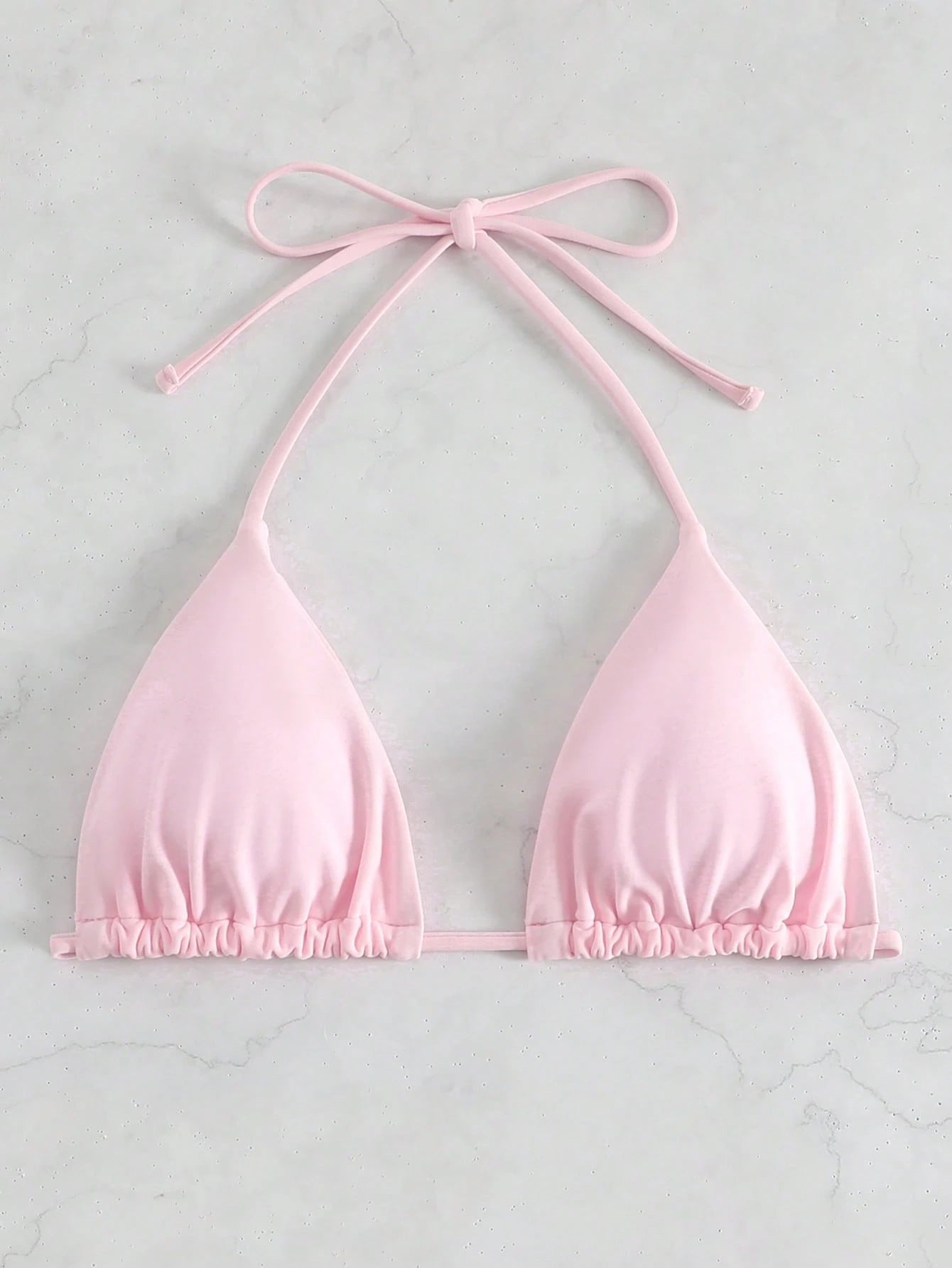 Swim Mod Summer Beach Solid Halter Triangle Bikini Top