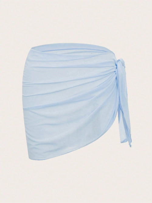 Swim Mod Summer Beach Solid Knot Side Cover Up Skirt
