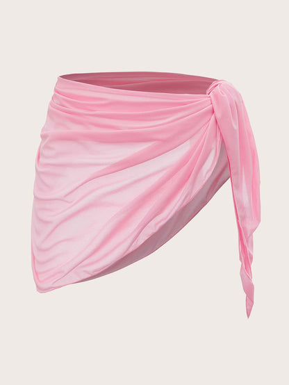 Swim Mod Summer Beach Solid Knot Side Cover Up Skirt