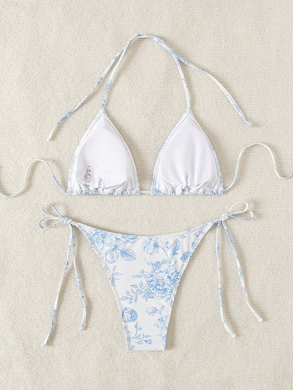 Swim Mod Summer Beach Women's Floral Printed Halter Neck Bikini Set Floral Bikinitwo Piece Bikini