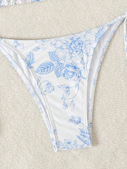 Swim Mod Summer Beach Women's Floral Printed Halter Neck Bikini Set Floral Bikinitwo Piece Bikini