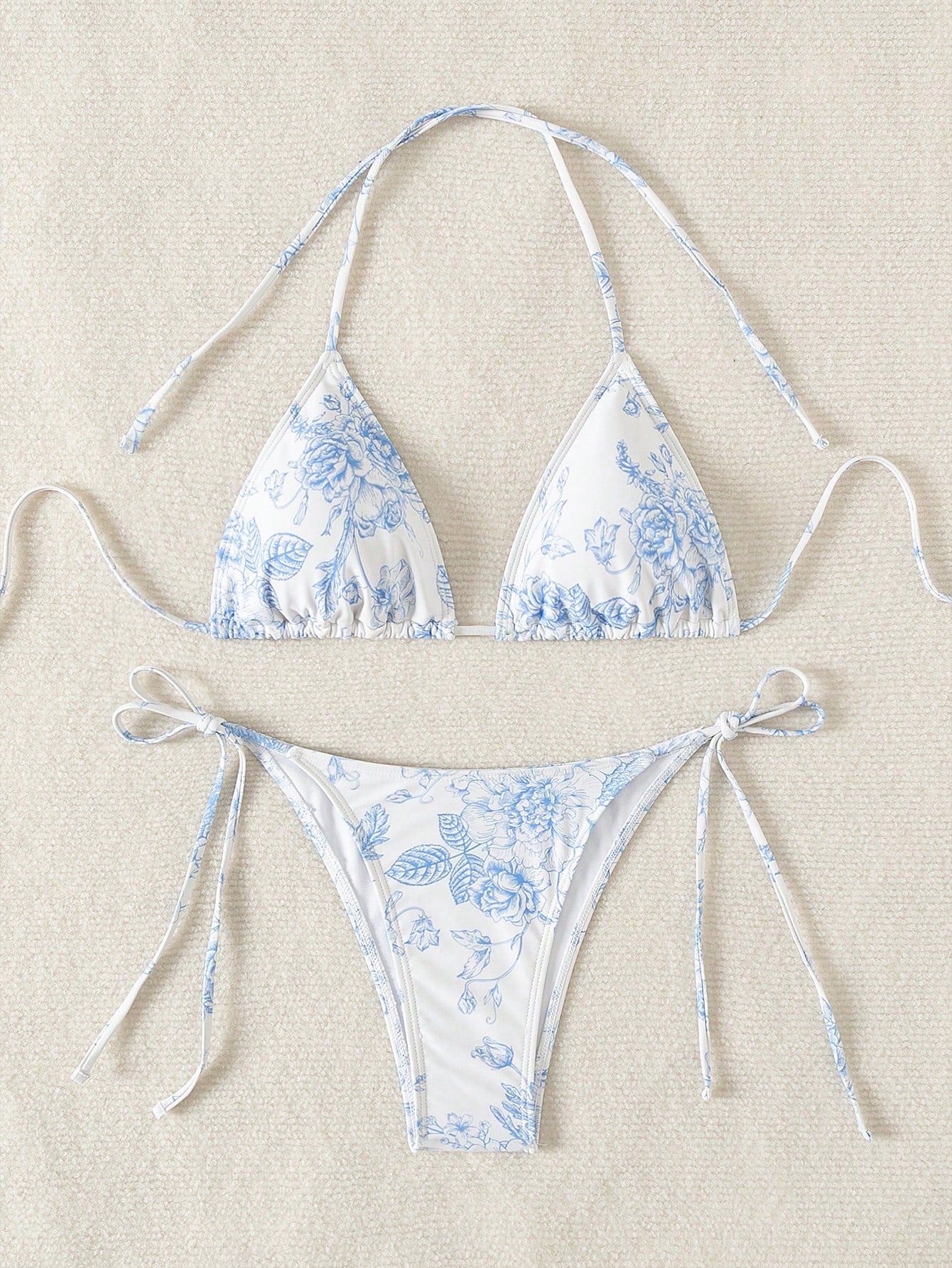 Swim Mod Summer Beach Women's Floral Printed Halter Neck Bikini Set Floral Bikinitwo Piece Bikini