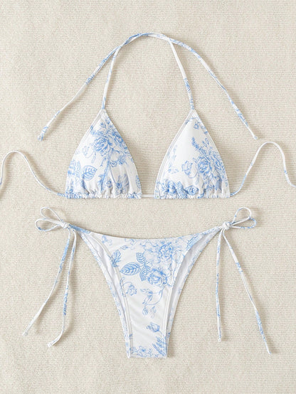 Swim Mod Summer Beach Women's Floral Printed Halter Neck Bikini Set Floral Bikinitwo Piece Bikini