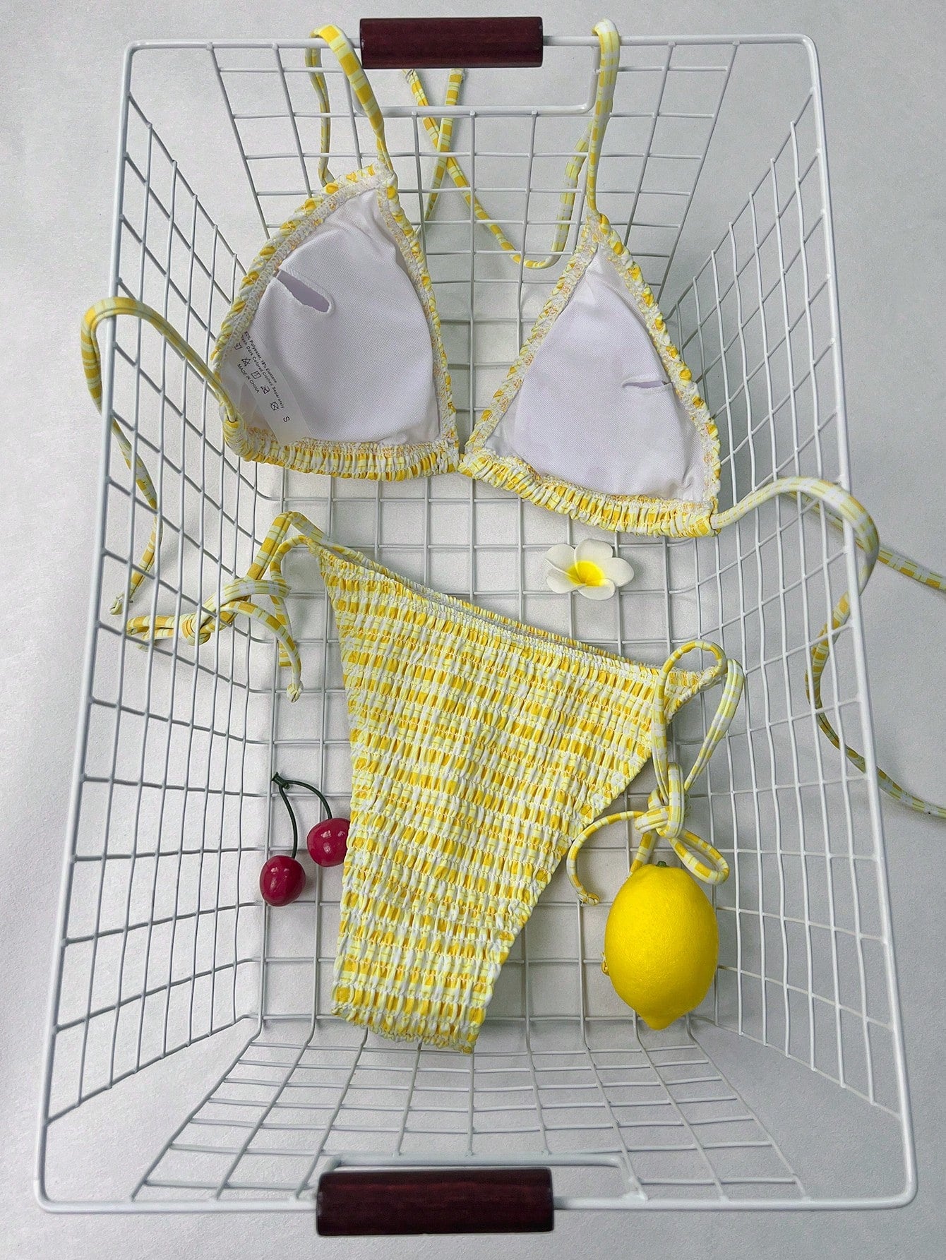 Swim Mod Summer Beach Women's Plaid Patterned Halter Neck Bikini Set For Beach Vacation
