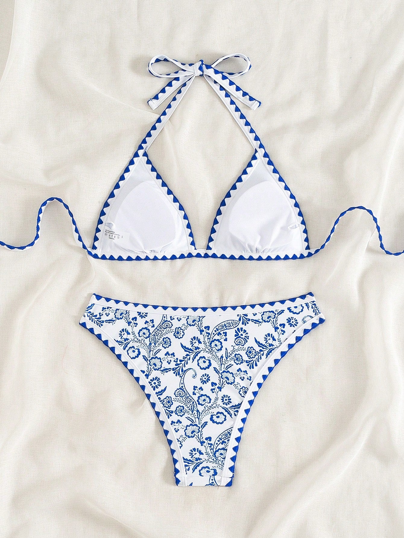 Swim Mod Summer Beach Women's Random Print Triangle Cup Bikini Set