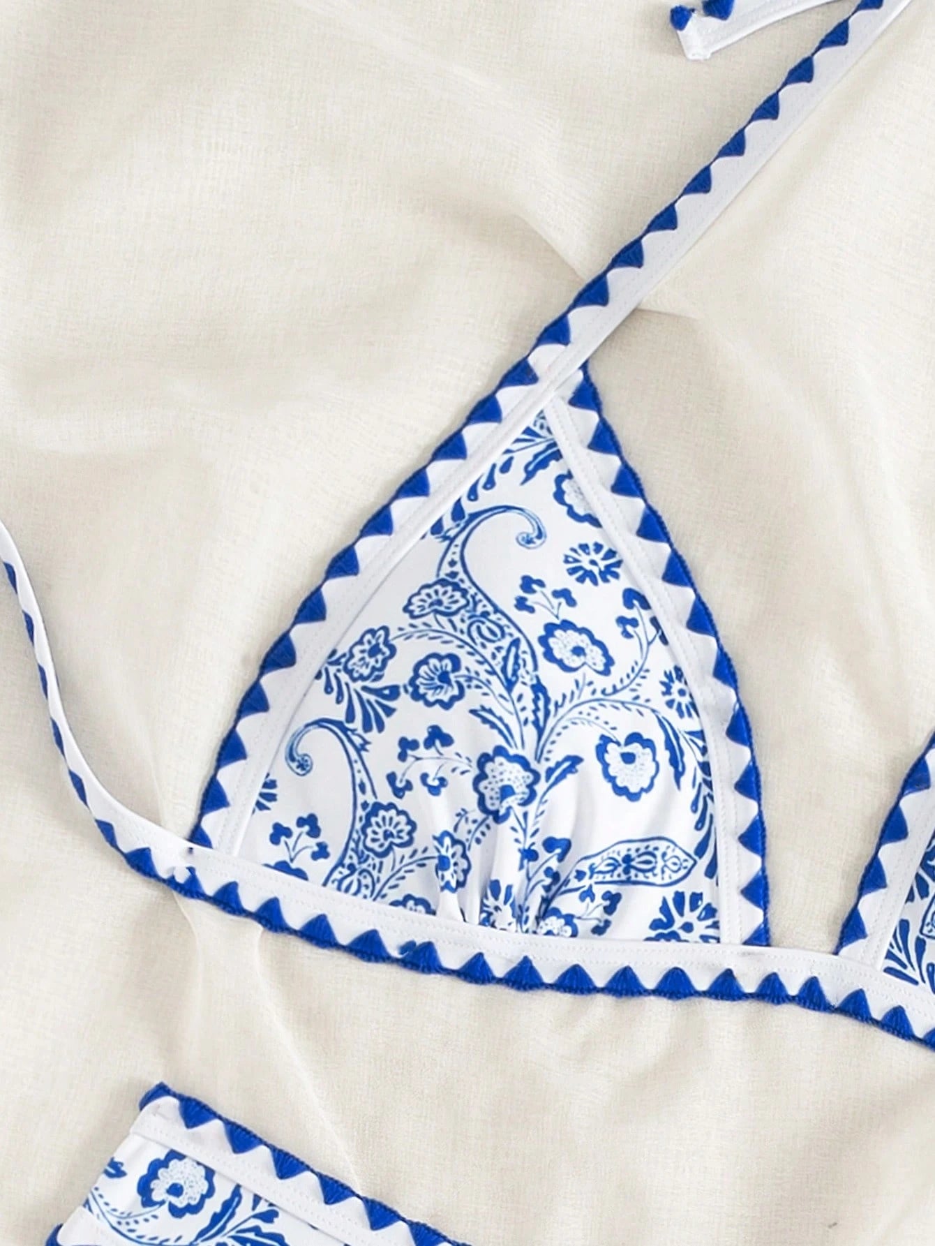 Swim Mod Summer Beach Women's Random Print Triangle Cup Bikini Set
