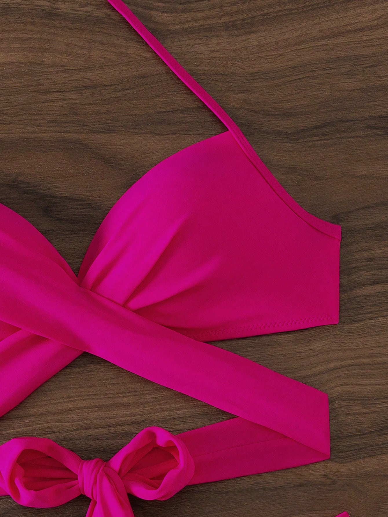Swim Mod Summer Beach Women's Solid Color Simple Wireless Bikini Set