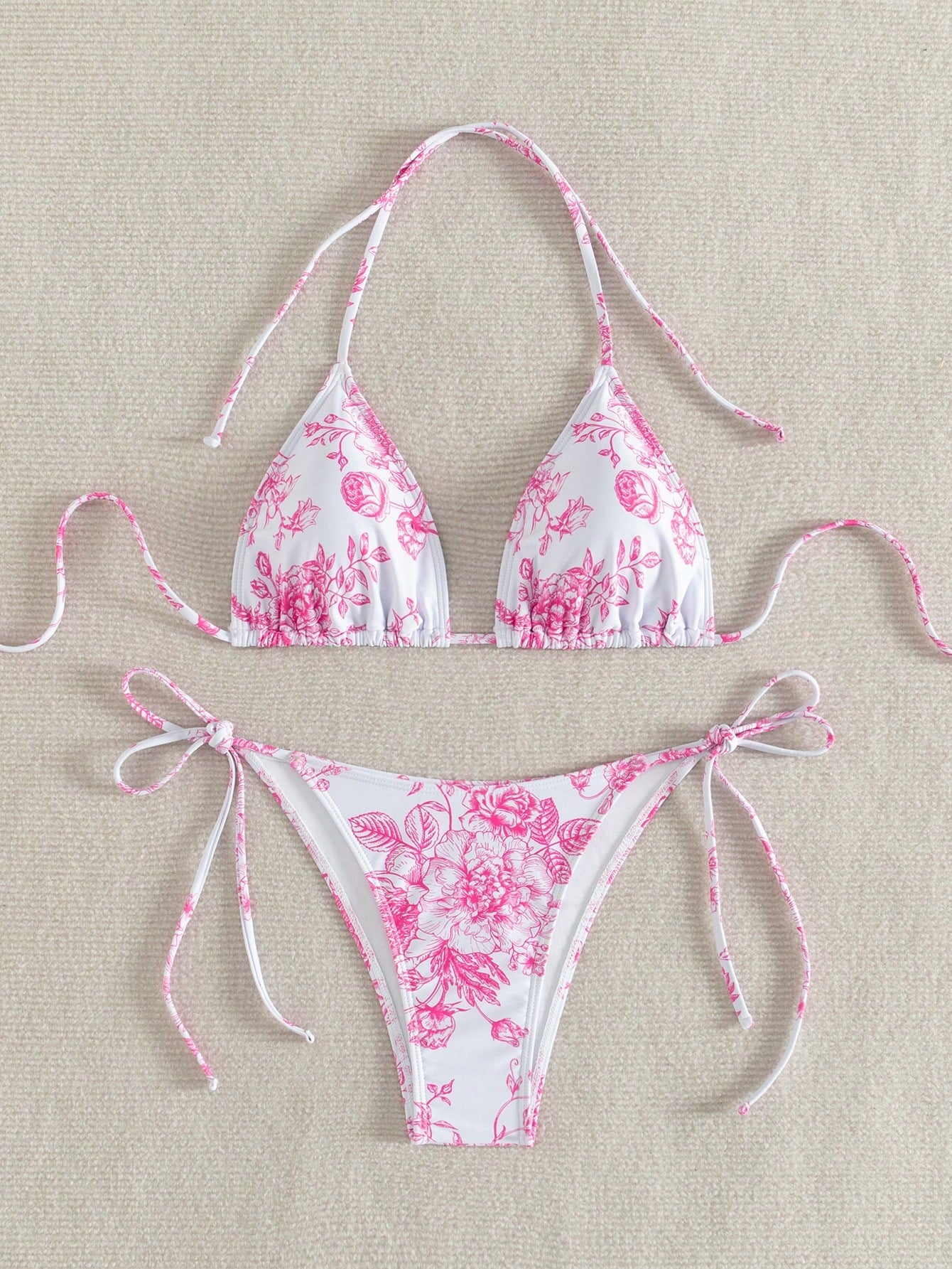 Swim Mod Summer Beach Women Vacation Style Random Print Bikini Set