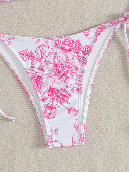 Swim Mod Summer Beach Women Vacation Style Random Print Bikini Set