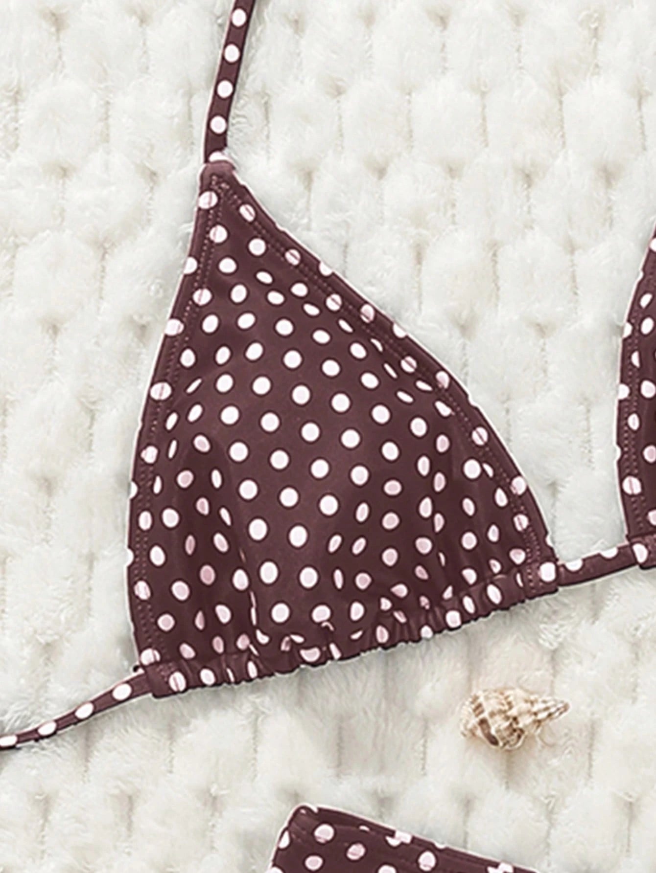 Swim Mod Women's Black & White Polka Dot Print Sexy Halter Low Waist Bikini Set, Summer