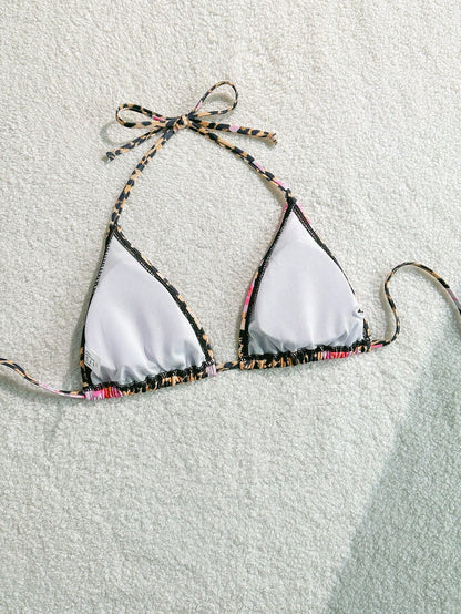 Swim Mod Women's Bohemian Leopard Print Bikini Top For Summer Beach Vacation