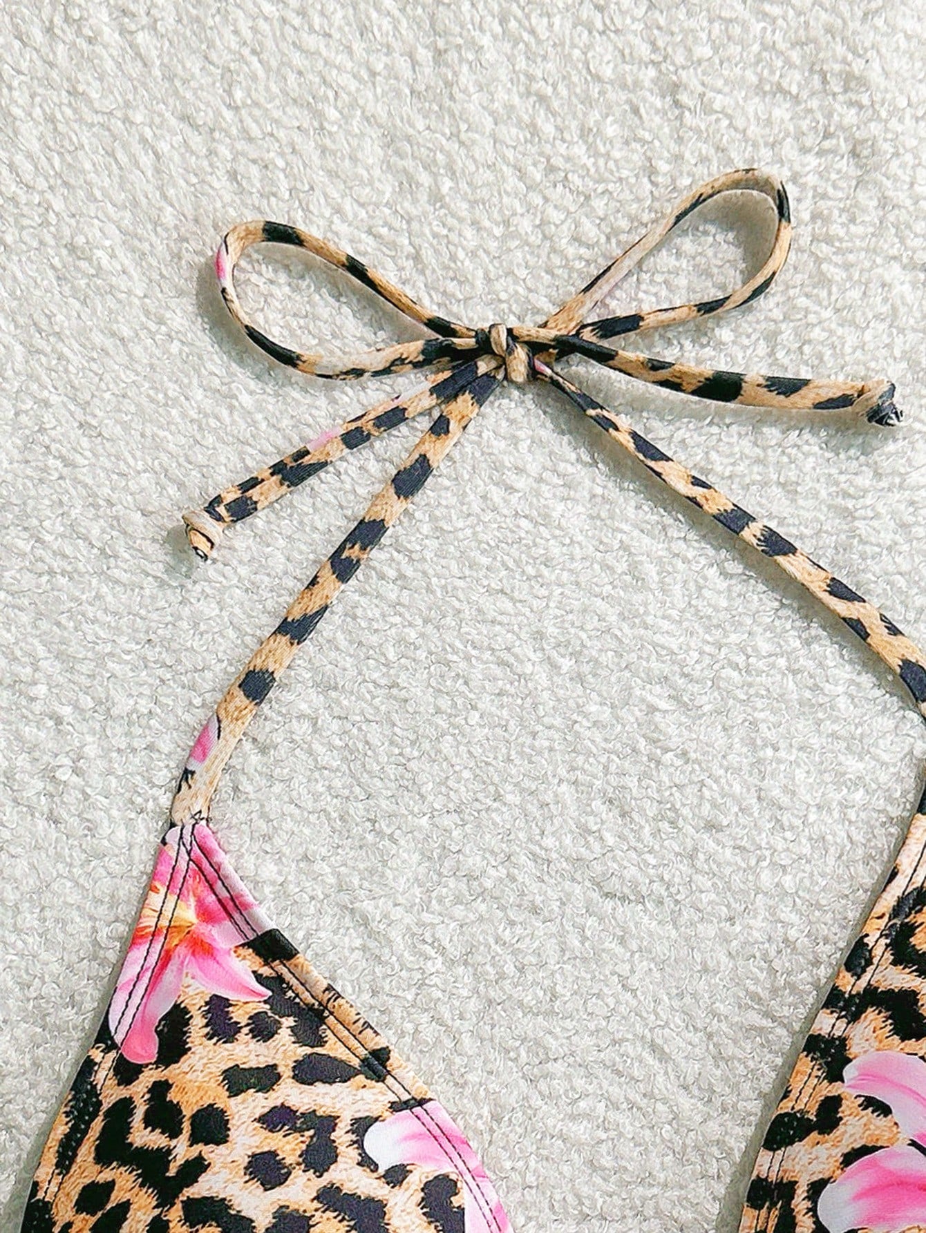 Swim Mod Women's Bohemian Leopard Print Bikini Top For Summer Beach Vacation