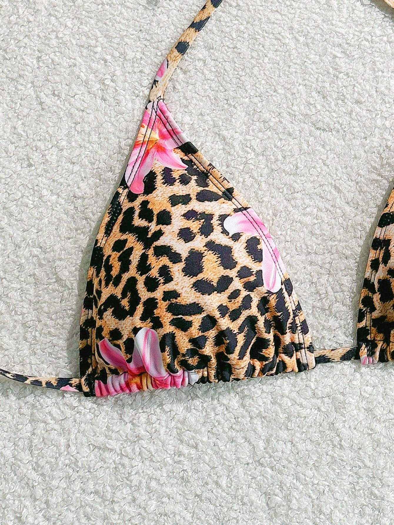 Swim Mod Women's Bohemian Leopard Print Bikini Top For Summer Beach Vacation