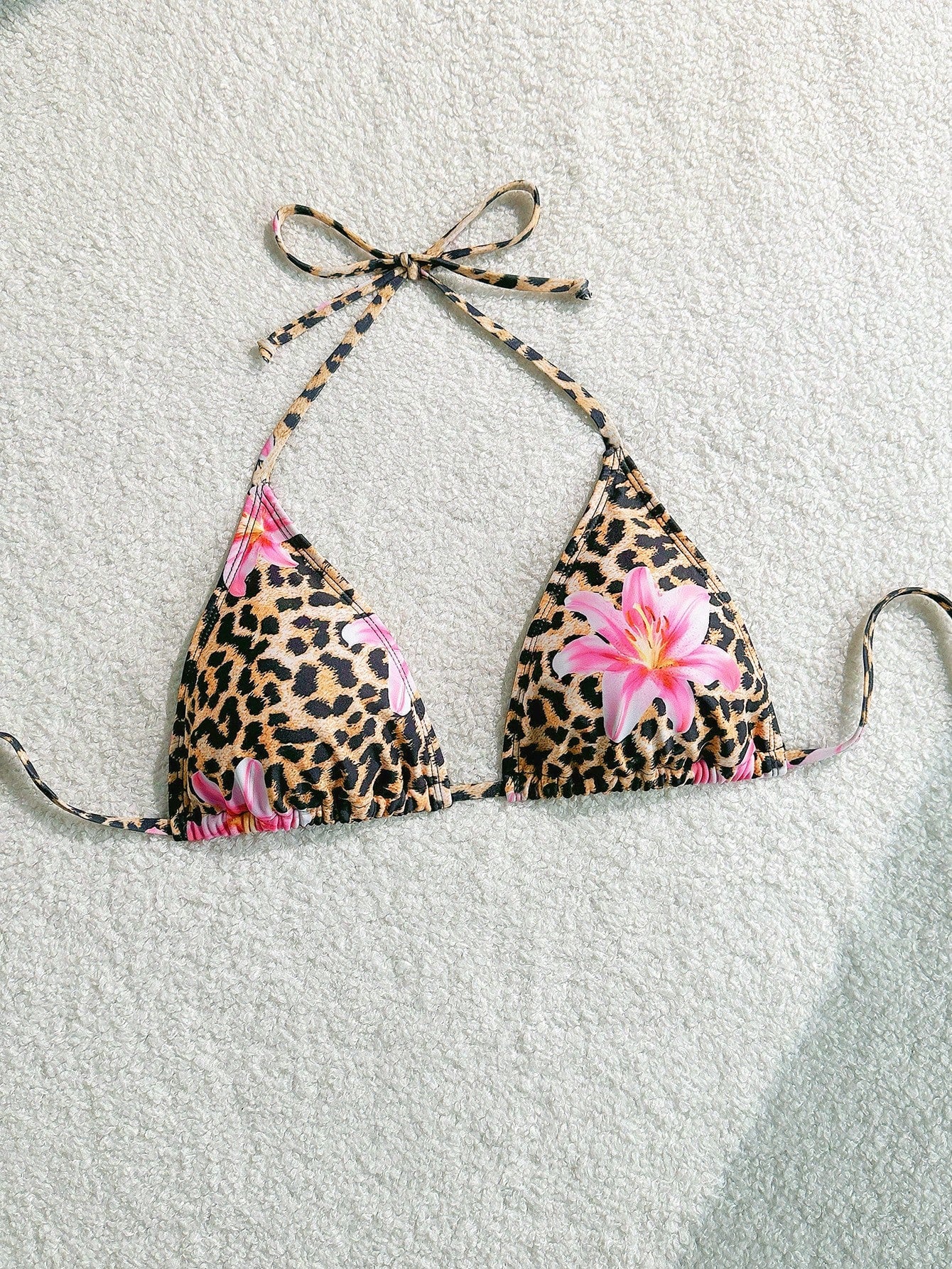 Swim Mod Women's Bohemian Leopard Print Bikini Top For Summer Beach Vacation